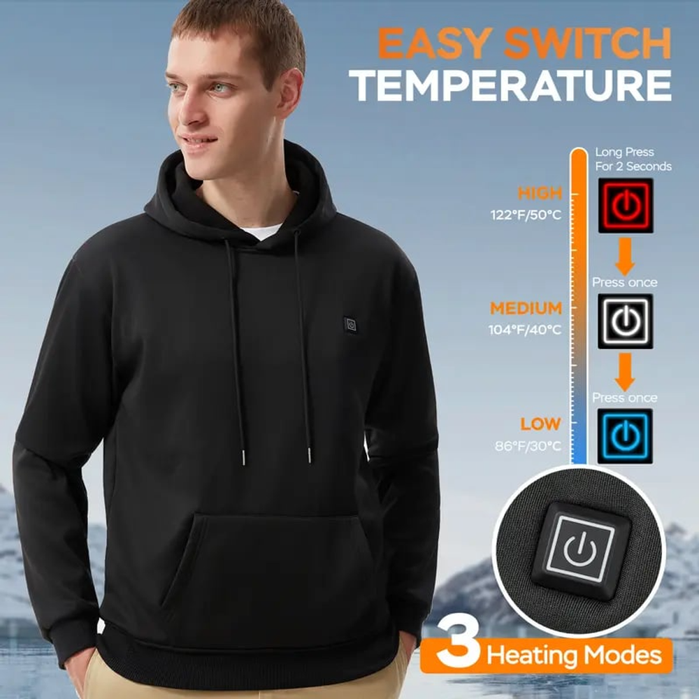 Smart Heated Hoodie! 🧥🔥 5 Heat Zones, Adjustable Temp & Ultra-Comfort! ❄️